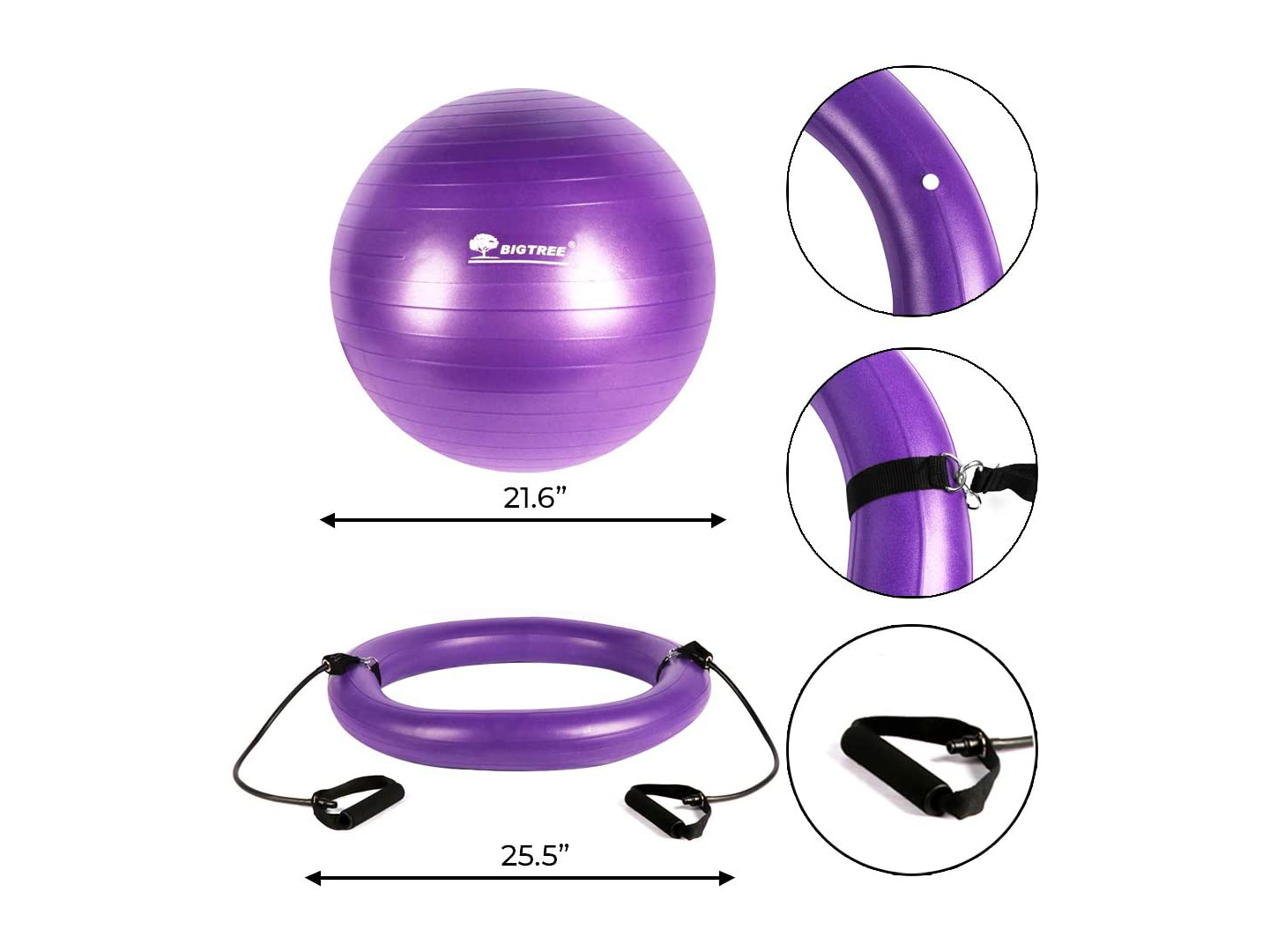 Fitness Ball Stuhl mit Widerstandsband-Purple---€17.58